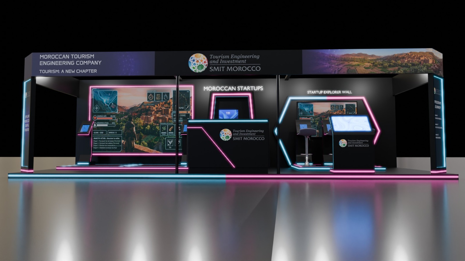 Rendu 3D stand LUMI — vue 1